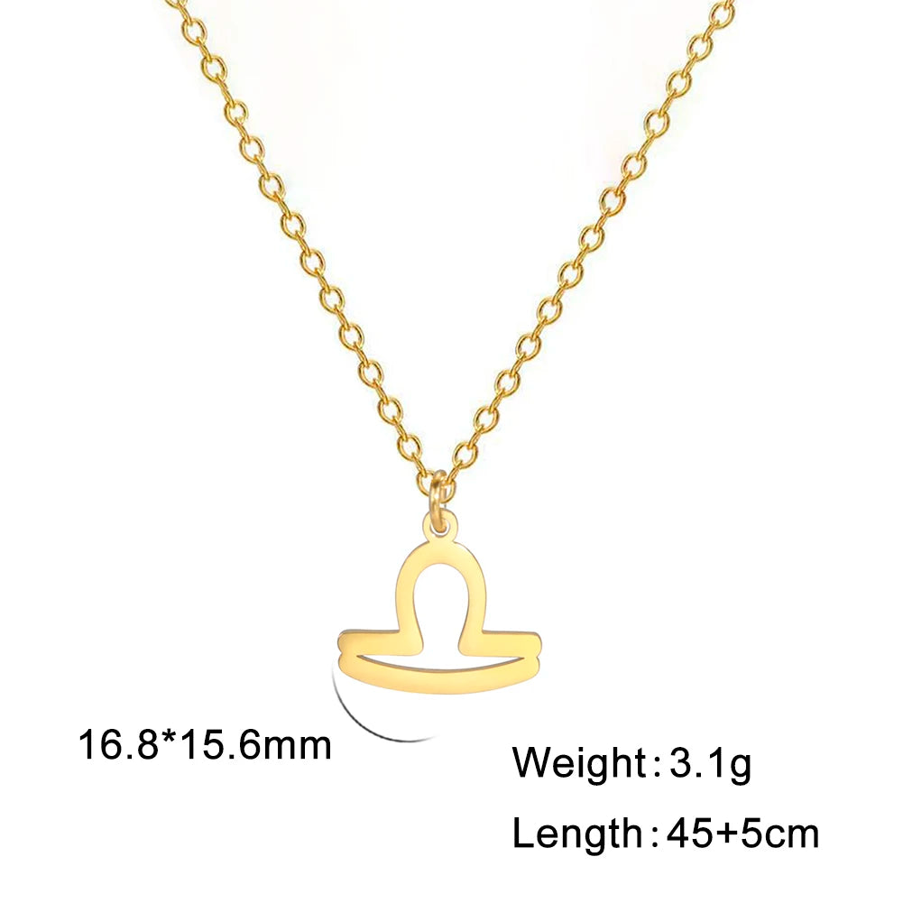 Zodiac Sign Stainless Steel or Gold Plated Pendant Necklace