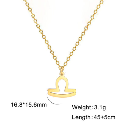 Zodiac Sign Stainless Steel or Gold Plated Pendant Necklace