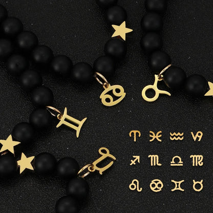 Zodiac Signs Cosmic Galaxies Natural Stone Solar System Constellation Bracelet