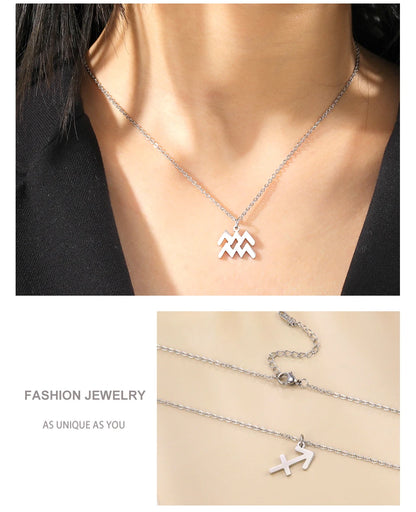 Zodiac Sign Stainless Steel or Gold Plated Pendant Necklace