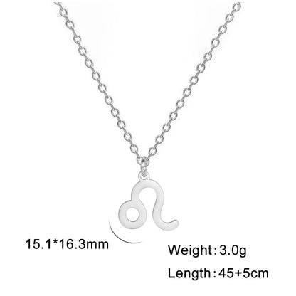 Zodiac Sign Stainless Steel or Gold Plated Pendant Necklace