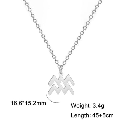 Zodiac Sign Stainless Steel or Gold Plated Pendant Necklace