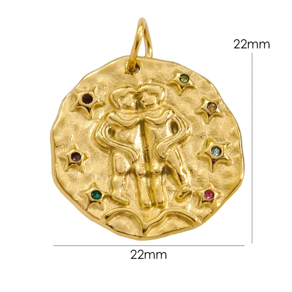 Zodiac Sign Connector Gold Plated Stainless Steel Charms