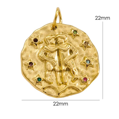 Zodiac Sign Connector Gold Plated Stainless Steel Charms