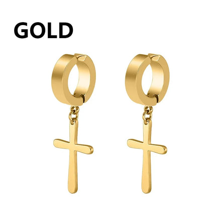 Bold Cross Clip Earrings