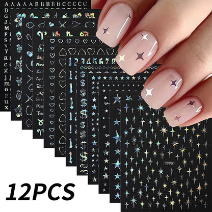 Zodiac Constellation 3D Bronzing Nail Stickers