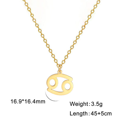 Zodiac Sign Stainless Steel or Gold Plated Pendant Necklace