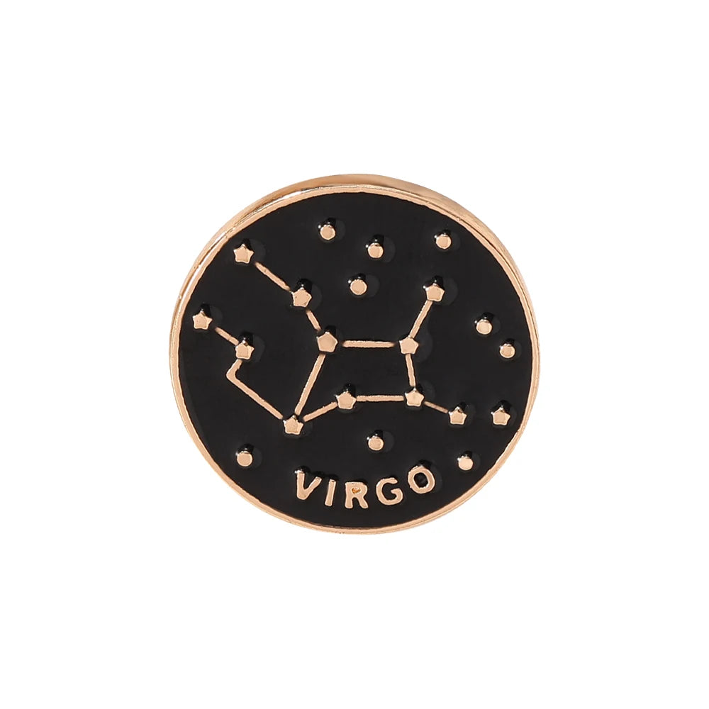 The Zodiac Collection Enamel Pins Constellation Round Brooch
