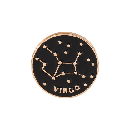 The Zodiac Collection Enamel Pins Constellation Round Brooch