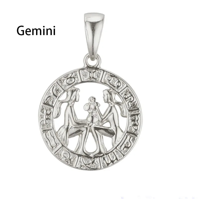 Constellation 585 Rose White Gold Color Zodiac Pendant
