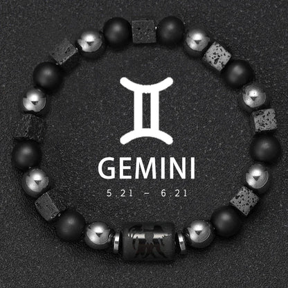 Natural Stone Zodiac Sign Bracelet