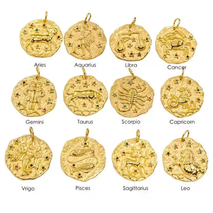 Zodiac Sign Connector Gold Plated Stainless Steel Charms