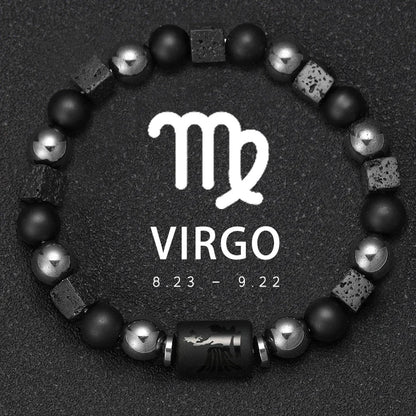 Natural Stone Zodiac Sign Bracelet