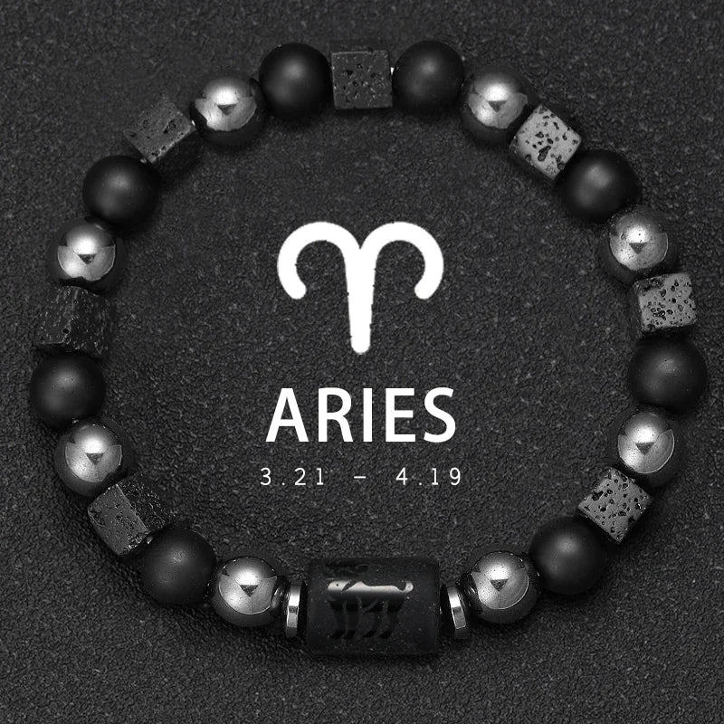 Natural Stone Zodiac Sign Bracelet