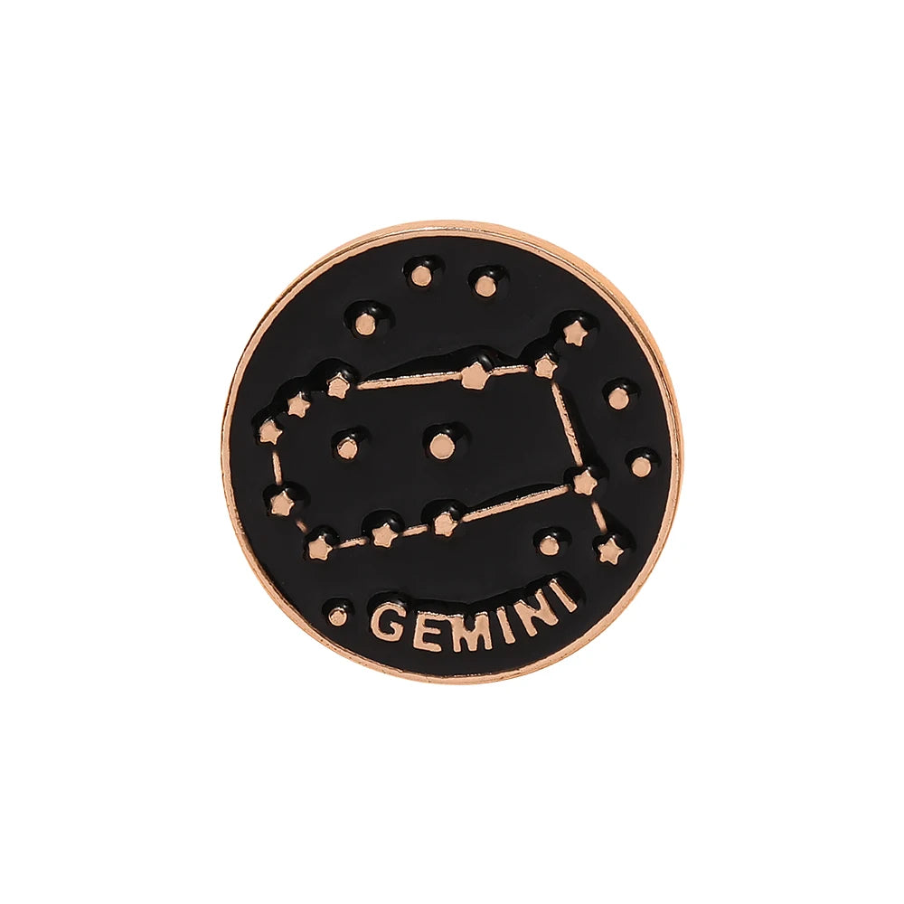 The Zodiac Collection Enamel Pins Constellation Round Brooch