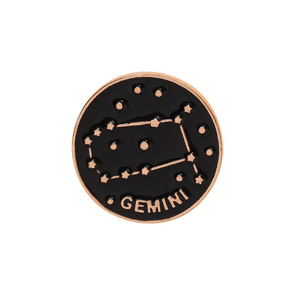 The Zodiac Collection Enamel Pins Constellation Round Brooch