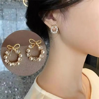 Korean Crystal Heart Earrings