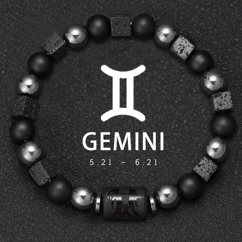 Natural Stone Zodiac Sign Bracelet