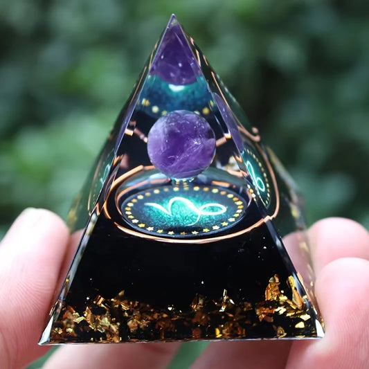 Zodiac Signs Orgone Pyramid with Amethyst