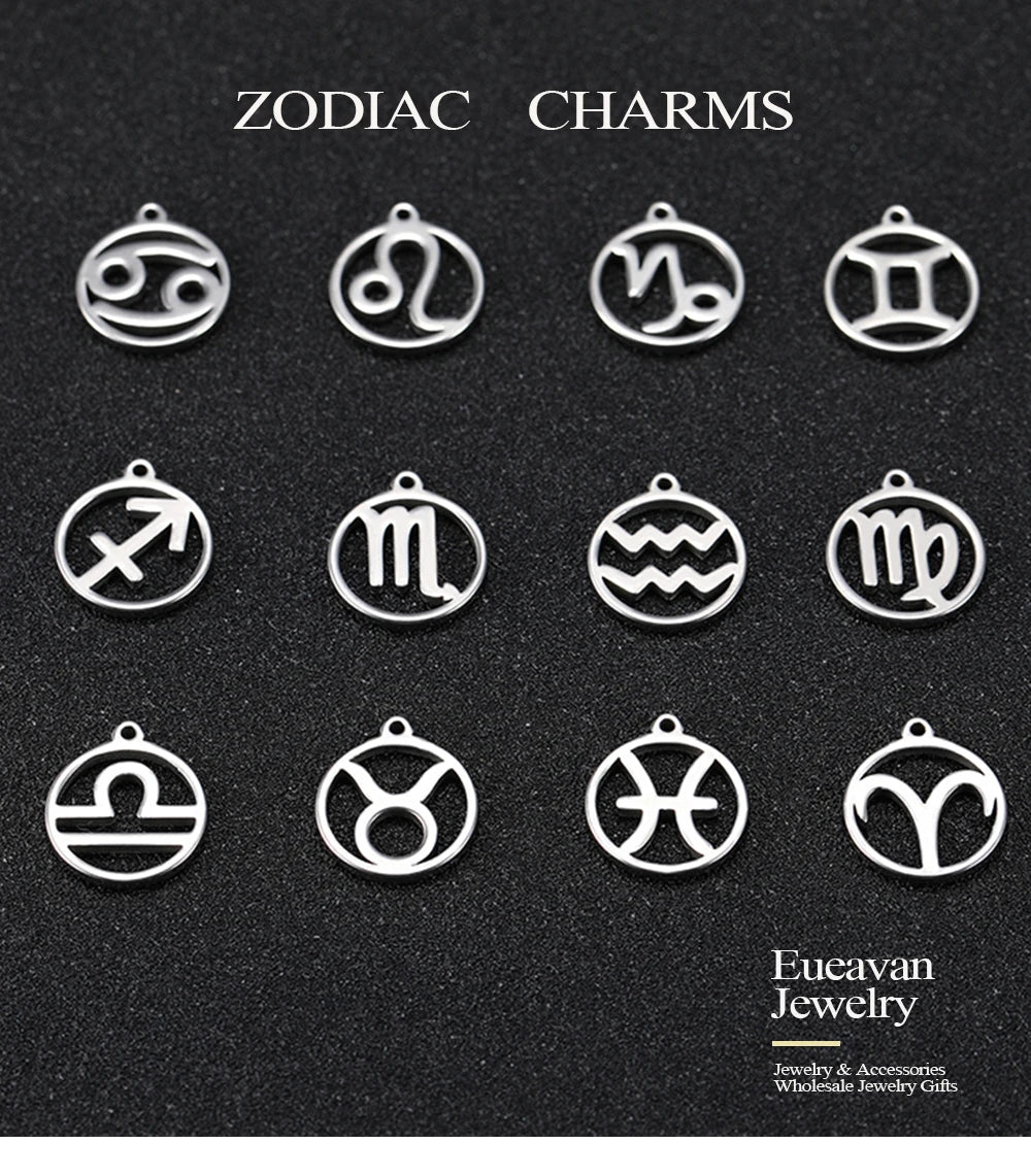Zodiac Sign Stainless Steel Charm Pendant