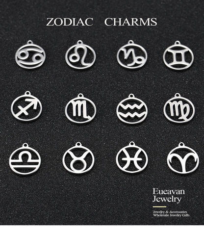 Zodiac Sign Stainless Steel Charm Pendant