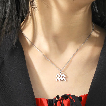 Zodiac Sign Stainless Steel or Gold Plated Pendant Necklace