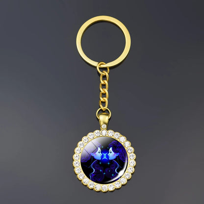 Constellation Double Side Cabochon Glass Ball Keychain