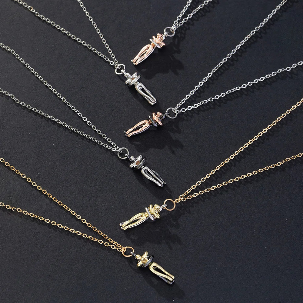 Black Hug Couple Necklace
