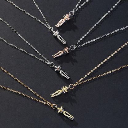 Black Hug Couple Necklace