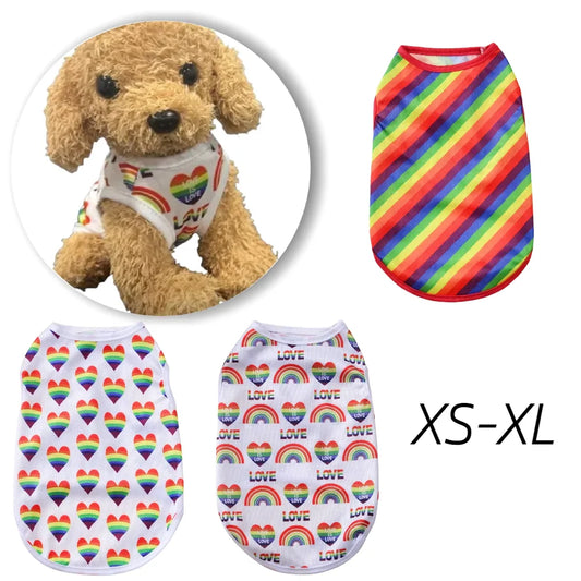 Rainbow Print Summer Dog Shirt – Breathable Vest for Small & Medium Pets (XS–XL)