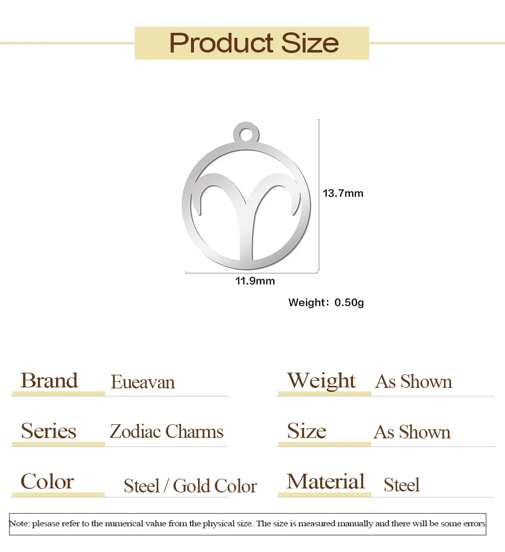 Zodiac Sign Stainless Steel Charm Pendant
