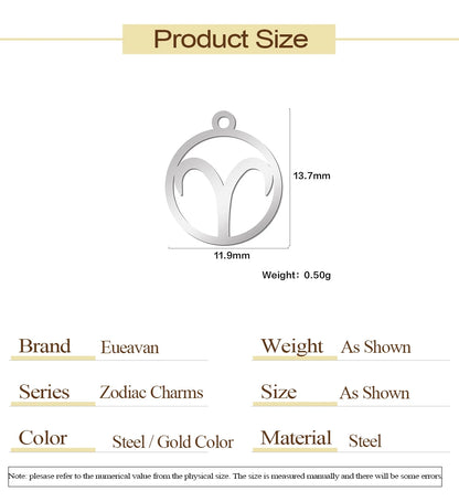 Zodiac Sign Stainless Steel Charm Pendant